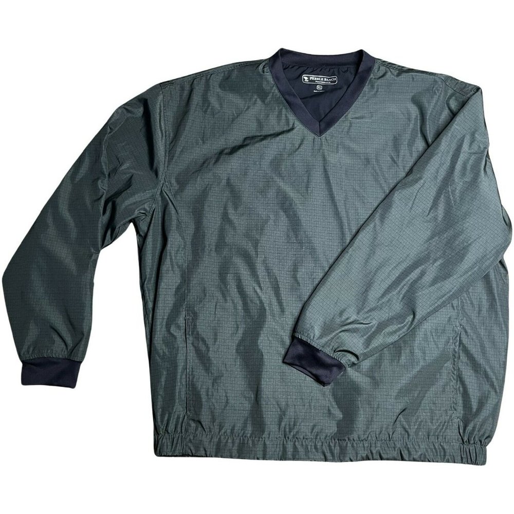 PEBBLE BEACH Golf V-NECK WIND PULLOVER Men's Size XL X-Large Green Jacket